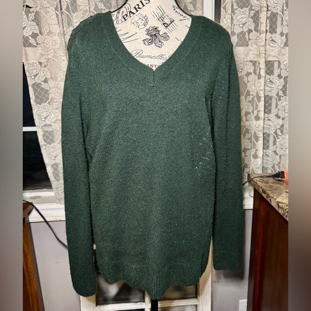 Denver Hayes Lace Up Shoulder, V-Neck sweater.